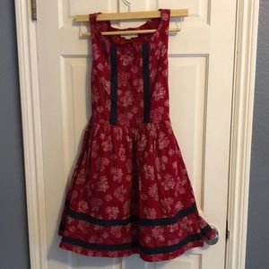 Mata Trader cotton red sleeveless dress with pockets, small